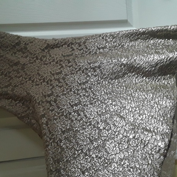 Free People Ombre Lace Dress fit 'n' flare Metallic Gold Foil Olive / Khaki Sz S - Picture 6 of 14